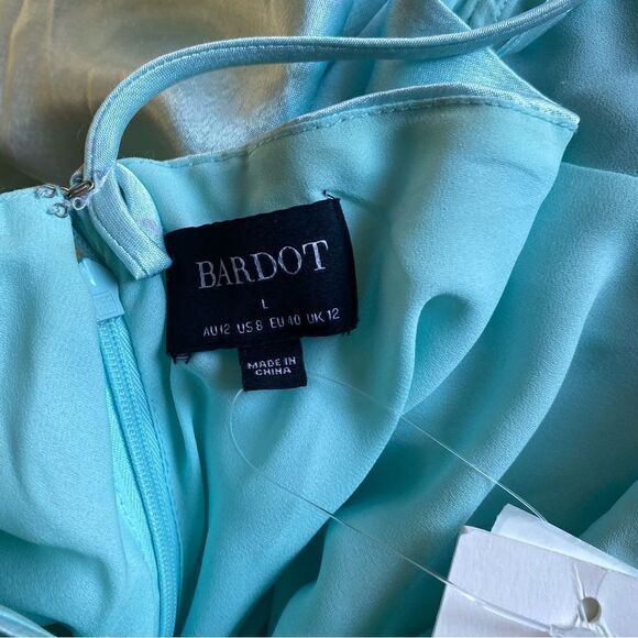 Bardot Astrid Midi Slip Dress in Mint blue satin Revolve New L - Picture 6 of 12